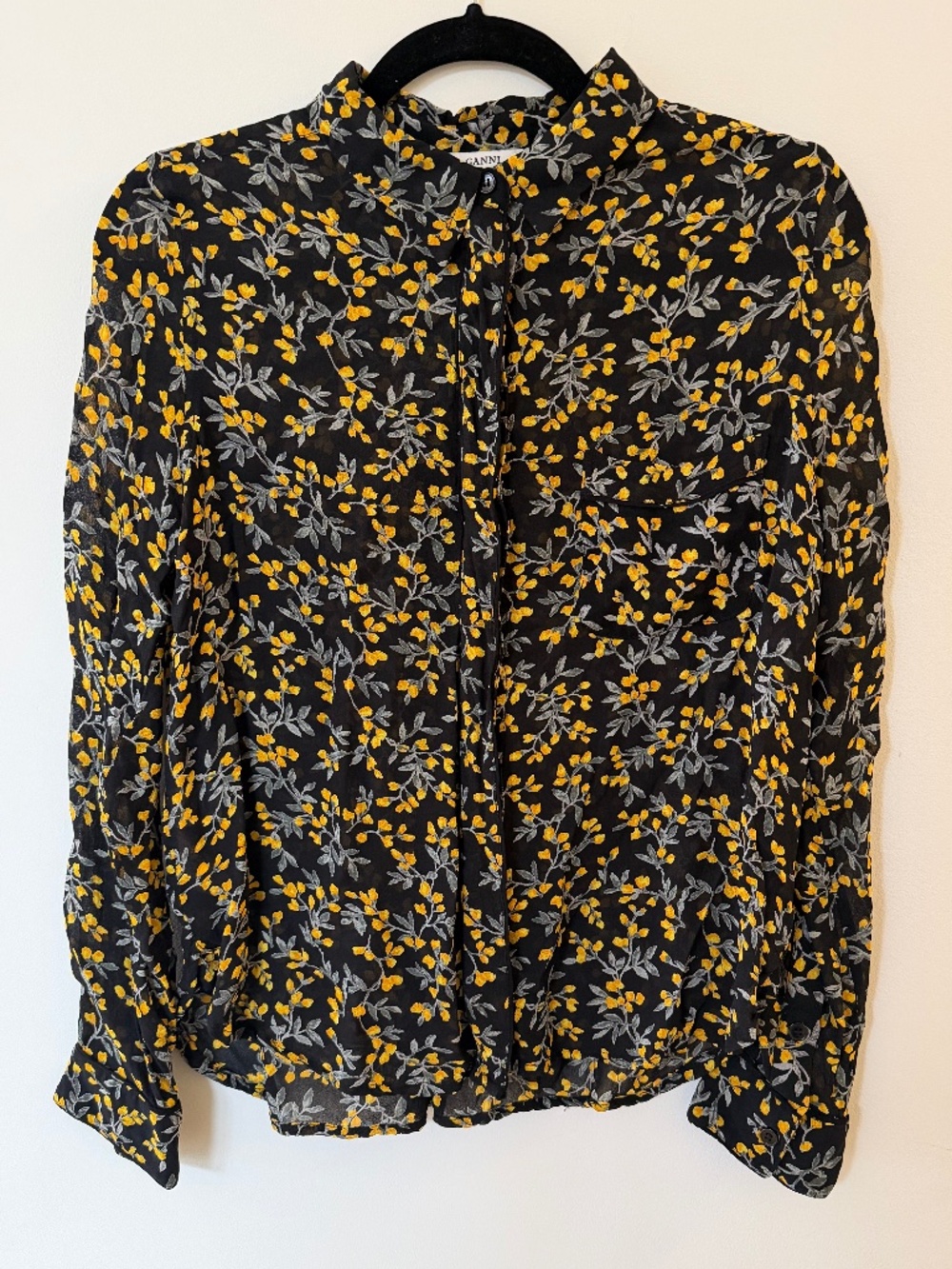 Ganni floral long sleeve button up blouse